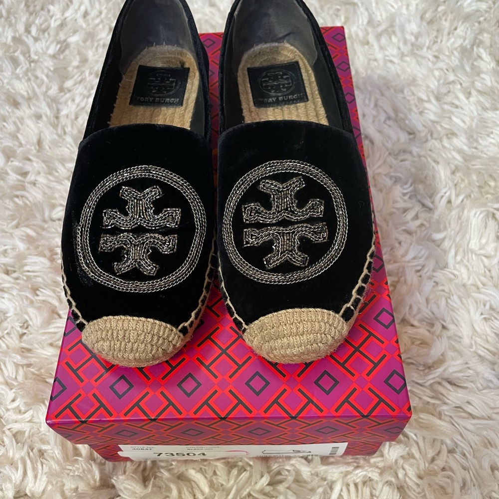 Tory Burch Espadrille Flat Black Women's Shoes
